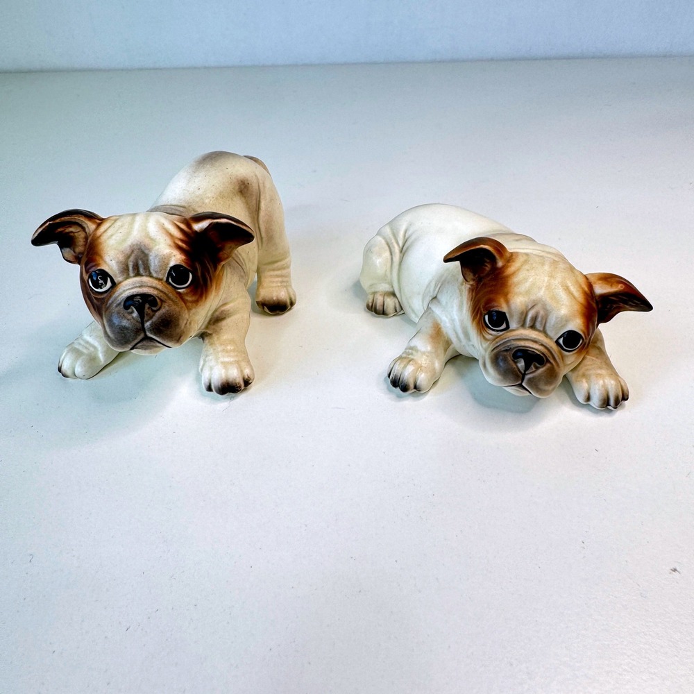 Set of 2 ENGLISH BULLDOG Vintage Josef Original Figurines Ceramic